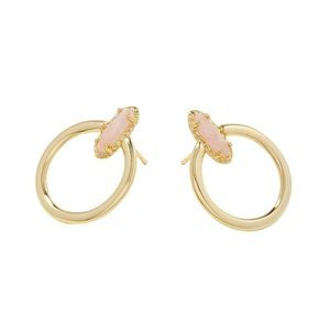 Kendra Scott Emma 14K Gold Over Brass Open Frame Hoop Earrings - Rose Quart